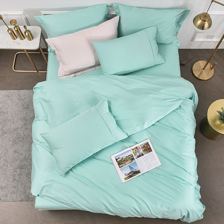 A-Fontane Cotton Sateen Solid Collection Quilt Cover Set (Multiple Colors)