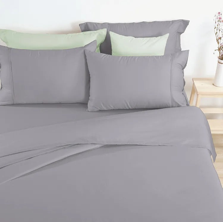 A-Fontane Cotton Sateen Solid Collection Quilt Cover Set (Multiple Colors)
