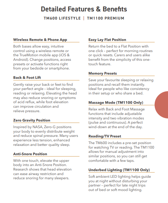 Ture Motion TM1100 Adjustable Bed