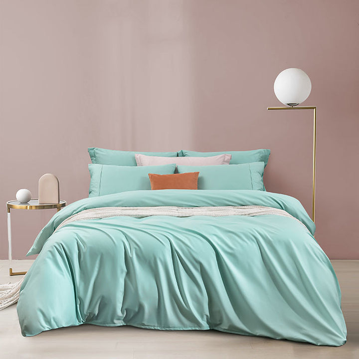 A-Fontane Cotton Sateen Solid Collection Quilt Cover Set (Multiple Colors)