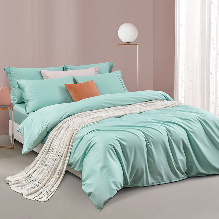 A-Fontane Cotton Sateen Solid Collection Quilt Cover Set (Multiple Colors)