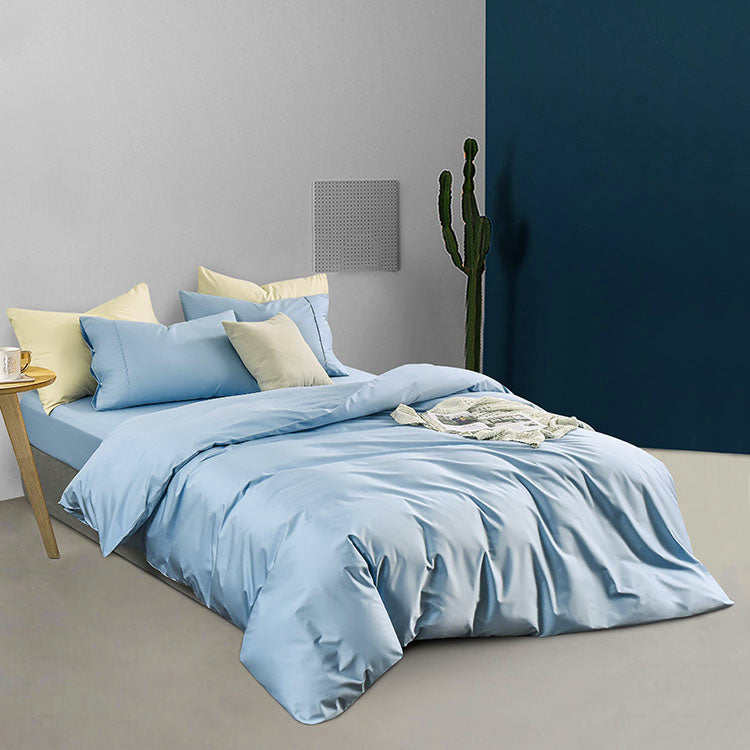 A-Fontane Cotton Sateen Solid Collection Quilt Cover Set (Multiple Colors)