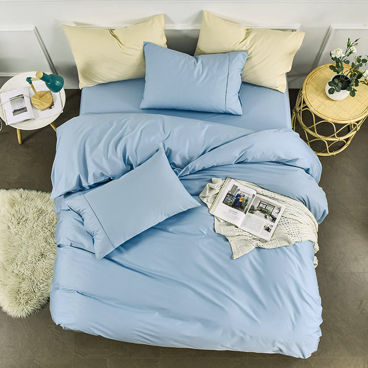A-Fontane Cotton Sateen Solid Collection Quilt Cover Set (Multiple Colors)