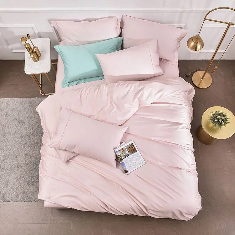 A-Fontane Cotton Sateen Solid Collection Quilt Cover Set (Multiple Colors)