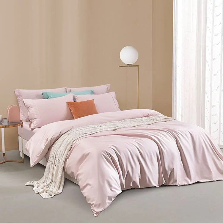 A-Fontane Cotton Sateen Solid Collection Quilt Cover Set (Multiple Colors)