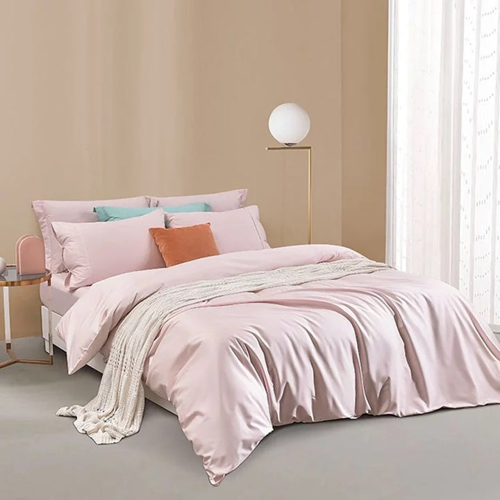A-Fontane Cotton Sateen Solid Collection Quilt Cover Set (Multiple Colors)