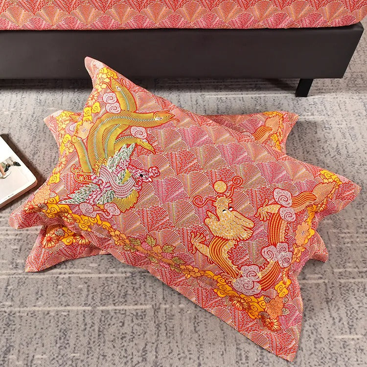 A-Fontane Cotton Wedding Collection Quilt Cover Set #9603 龙凤呈祥