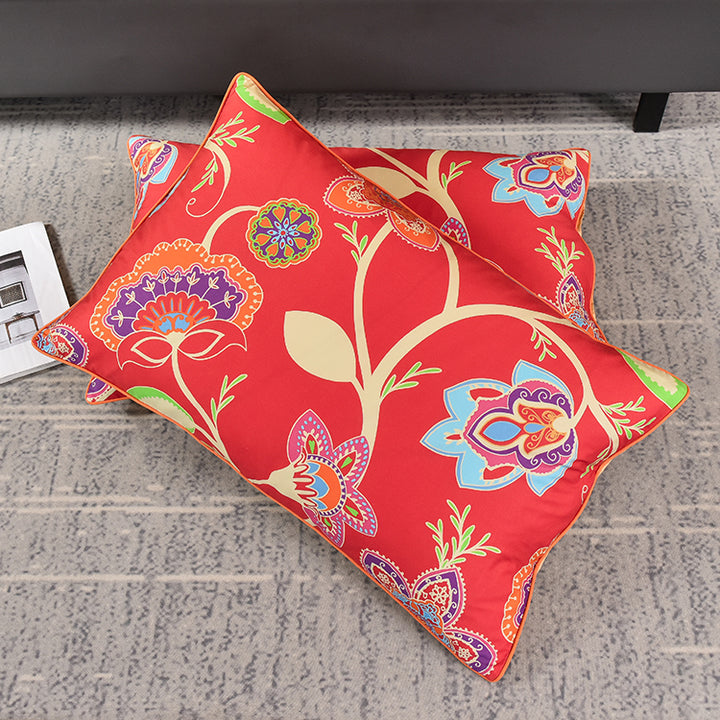 A-Fontane Trendy Red Cotton Sateen Wedding Collection Quilt Cover Set #9607 花好月圆