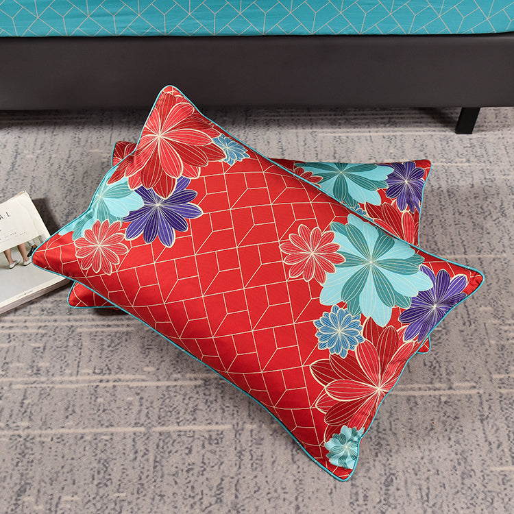 A-Fontane Trendy Red Cotton Sateen Wedding Collection Quilt Cover Set #9608 佳偶天成