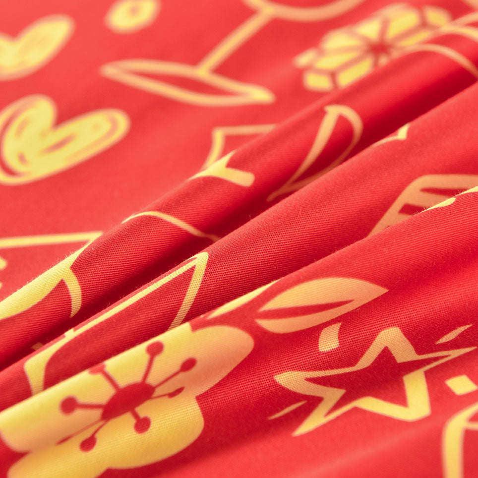 A-Fontane Trendy Red Cotton Sateen Wedding Collection Quilt Cover Set #9609 永结同心